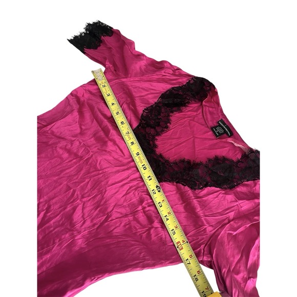 Vintage Moda International Y2k Pink Silk Stretch Lace Trim Babydoll Coquette Top - Picture 10 of 12